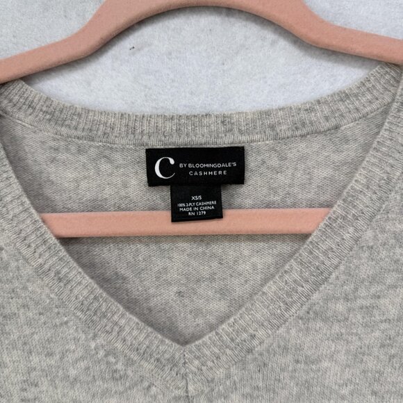 C by Bloomingdale's Sweater Womens XS/S Gray V Neck Cashmere Pullover 3/4 Sleeve - Picture 4 of 7